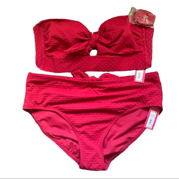 Xhilaration Other - Xhilaration Sangria Red High Waisted Two Piece Swim Suit